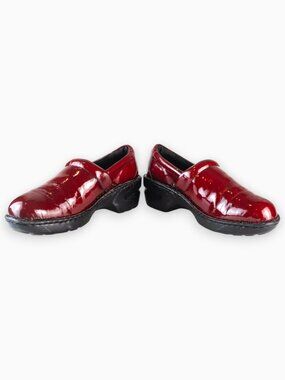 b.o.c. Peggy Burgundy Patent Leather Wedge Loafers Size 6/36.5